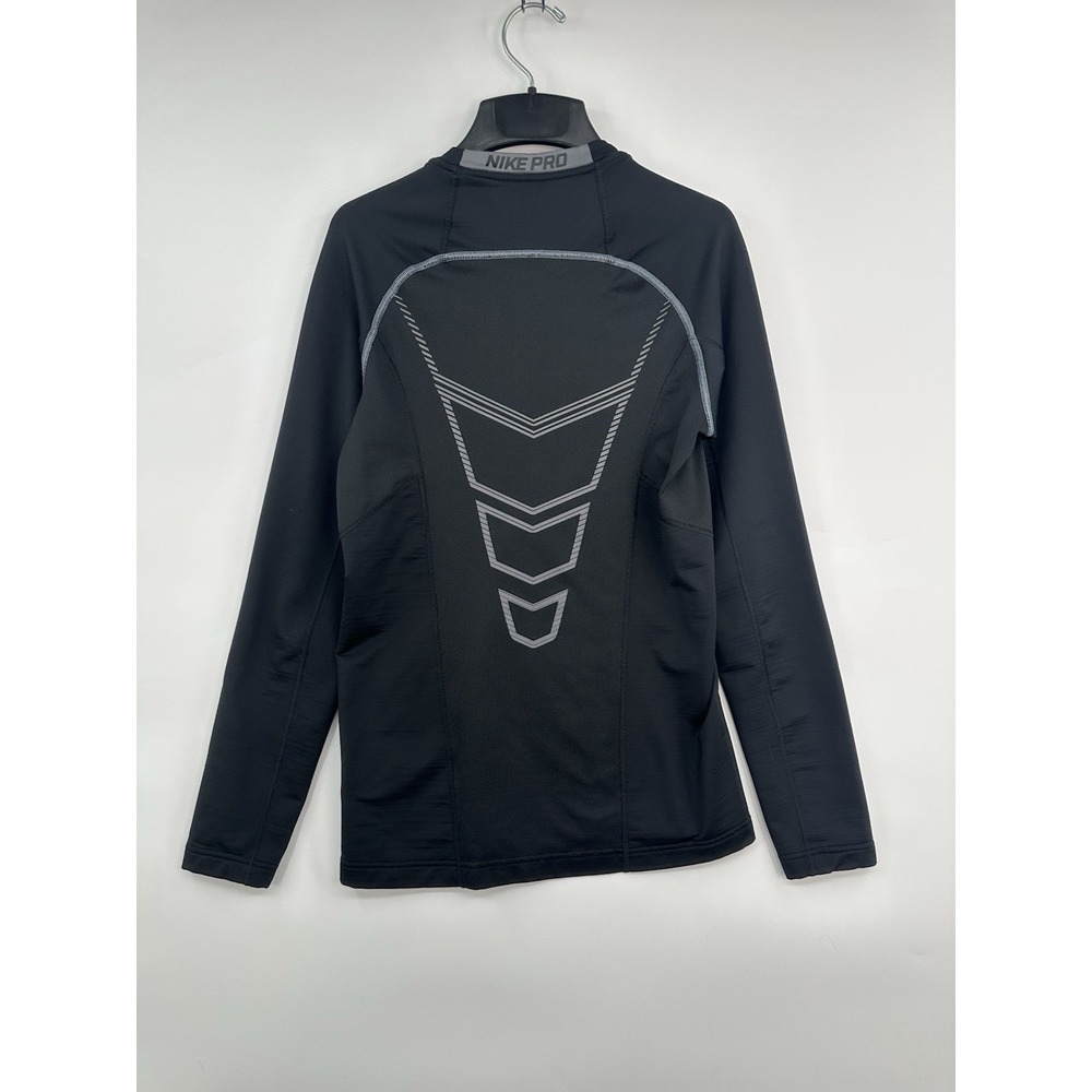 Nike Pro Sweatshirt Men's Fitted Black Dri Fit Long Sleeve Swoosh Pullover S